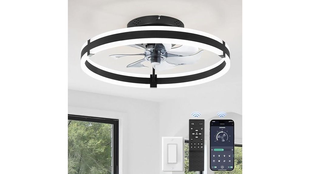 black lighted ceiling fan