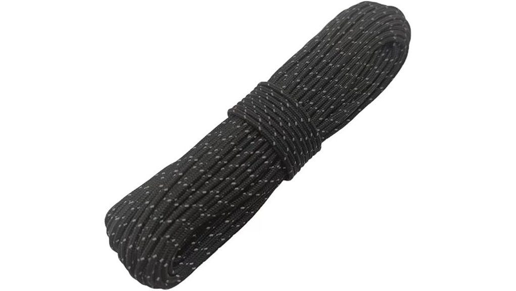 black reflective camping paracord
