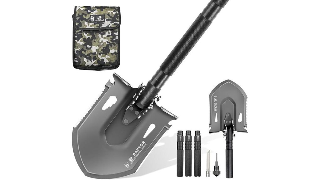 black tactical folding shovel