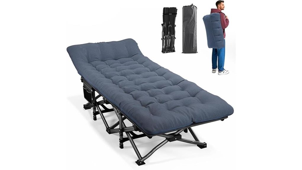 blue adult camping cot