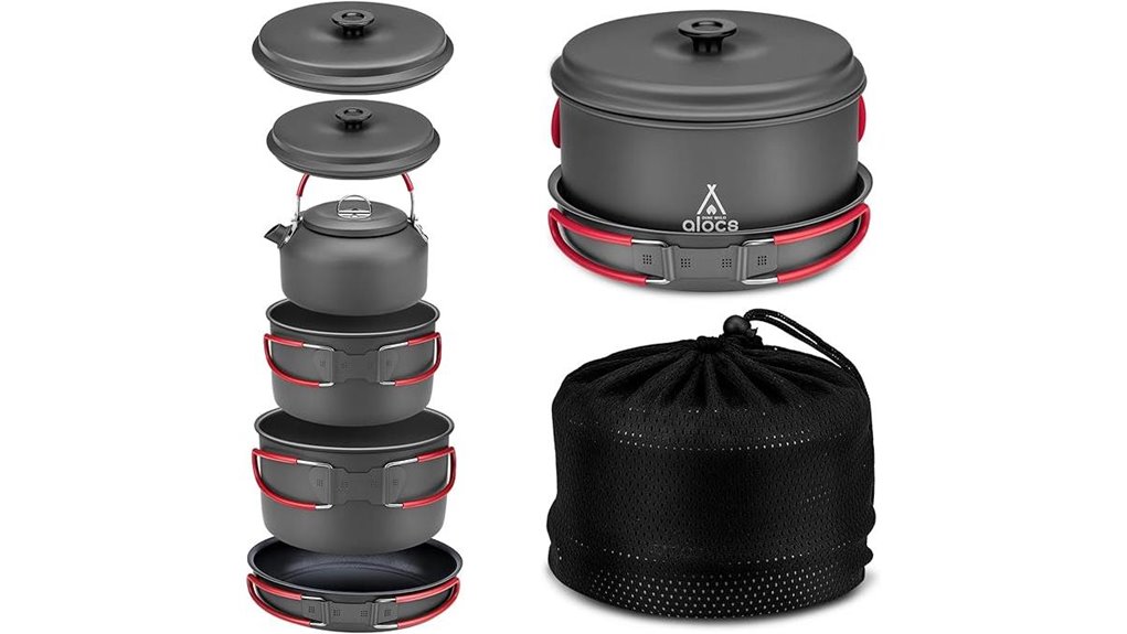 camping cookware with bag