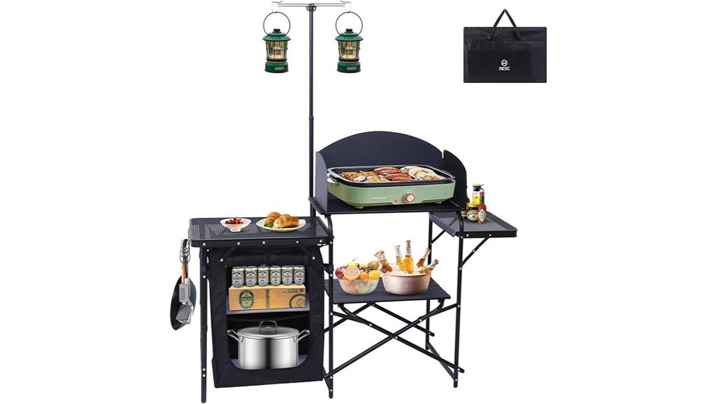 camping kitchen with organizers