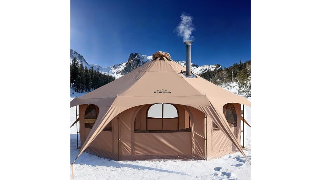 canvas bell tent with stove