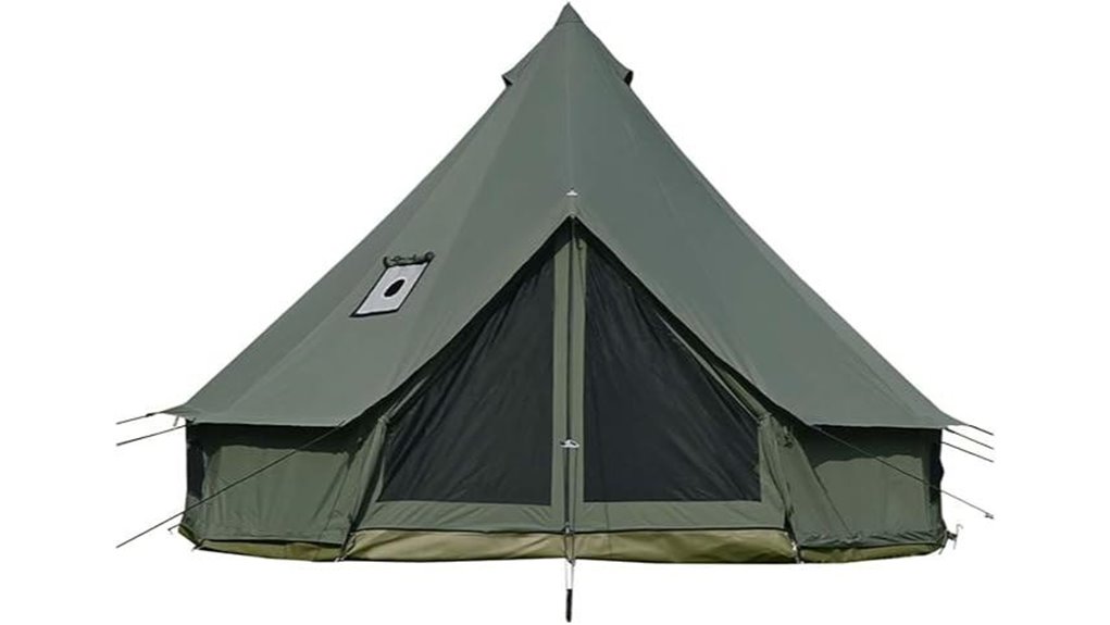 canvas tent with stove