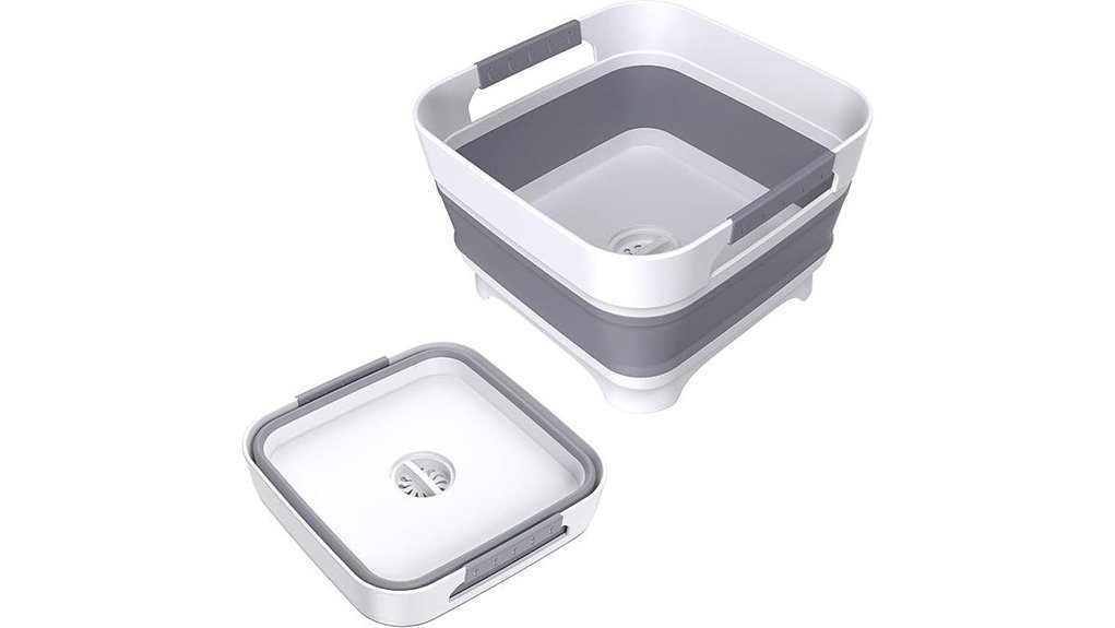 collapsible gray dish basin