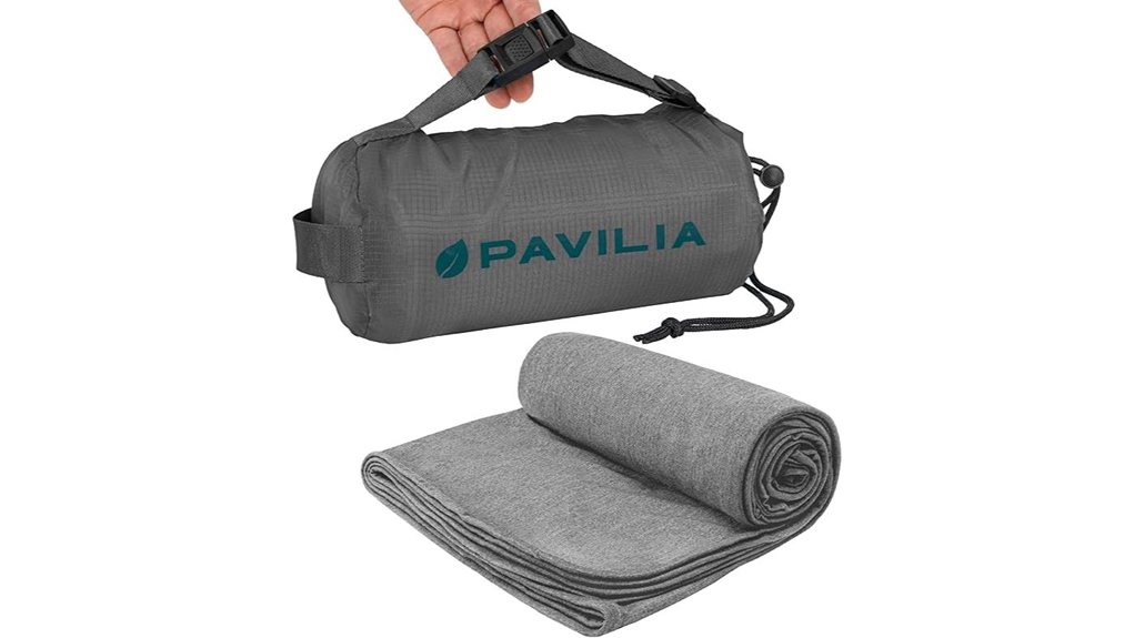 compact gray travel blanket