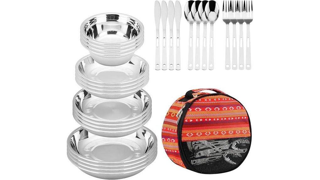 complete camping dinnerware set