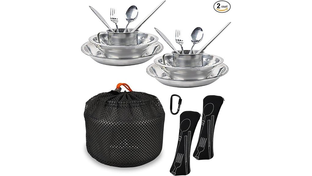 durable stainless steel camping set