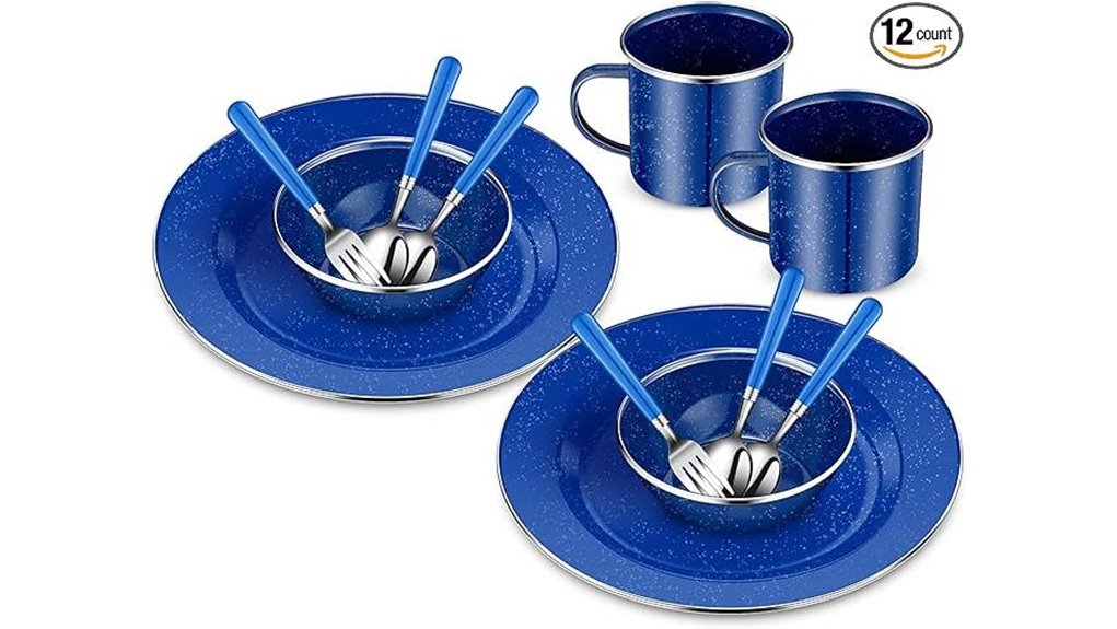 enamel camping tableware set