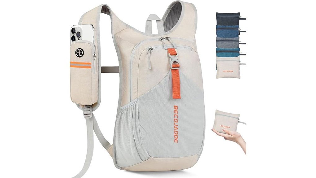 foldable beige hiking backpack