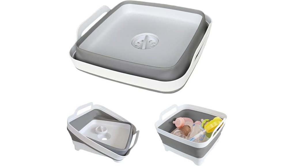 gray collapsible wash basin