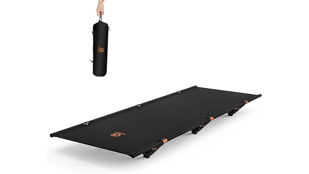 portable camping cot setup