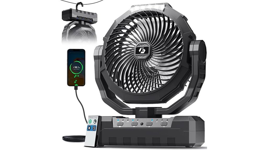 portable camping fan light