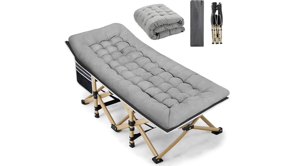 portable grey camping cot