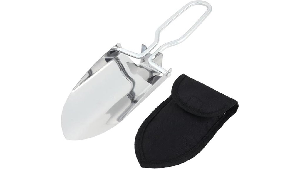 portable silver camping shovel