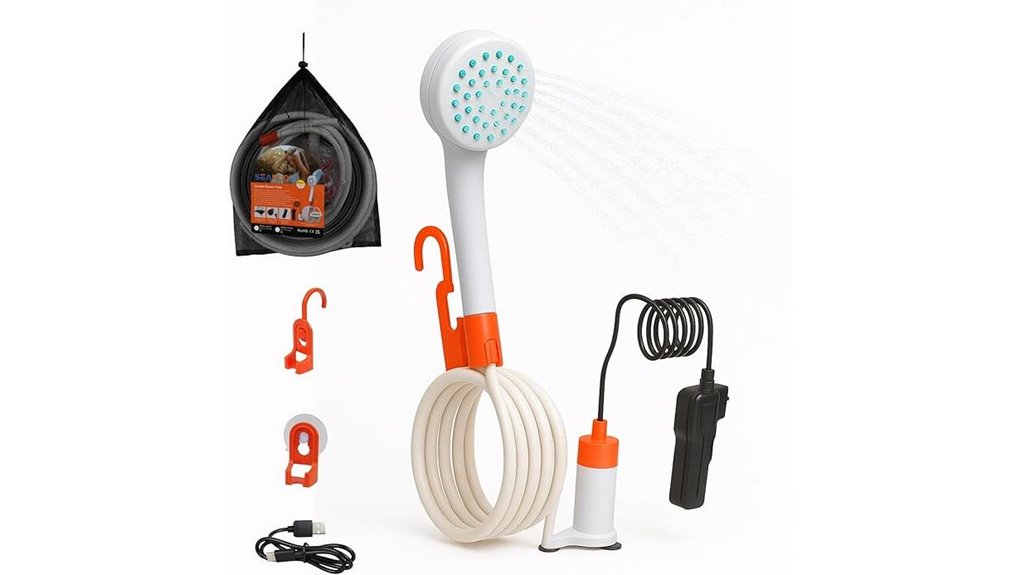 rechargeable battery camping shower