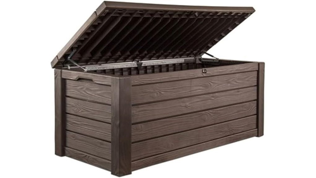 spacious outdoor storage bench