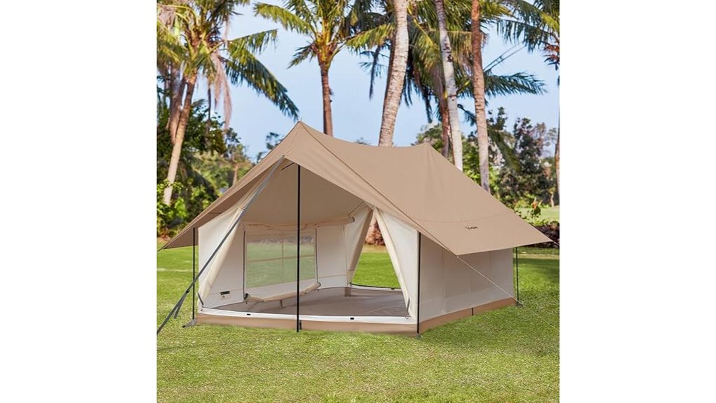 spacious waterproof canvas tent