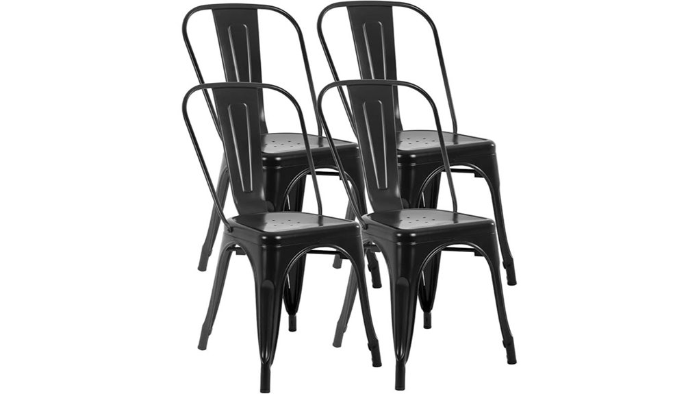 stackable black dining chairs