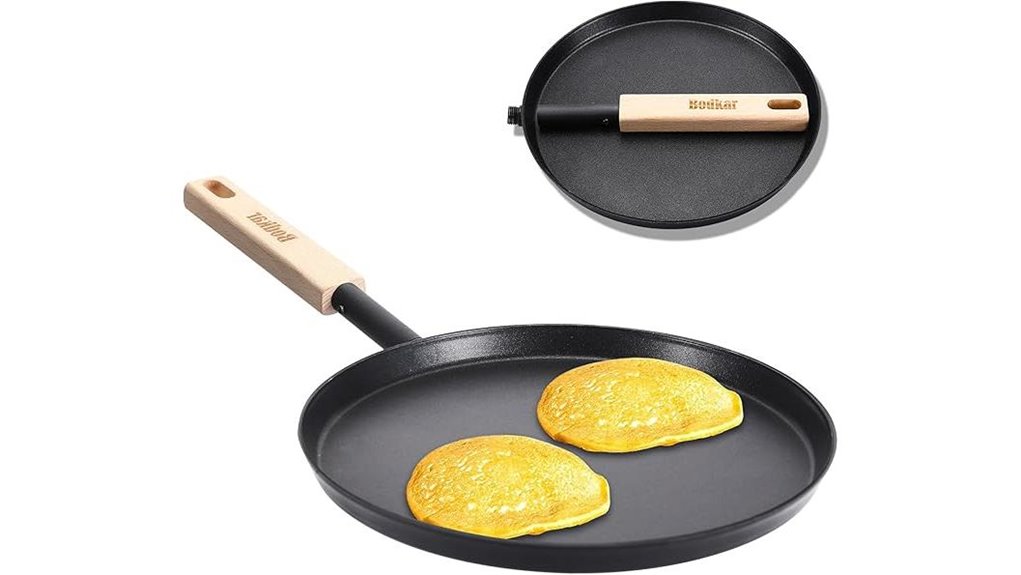 wooden handled frying pan