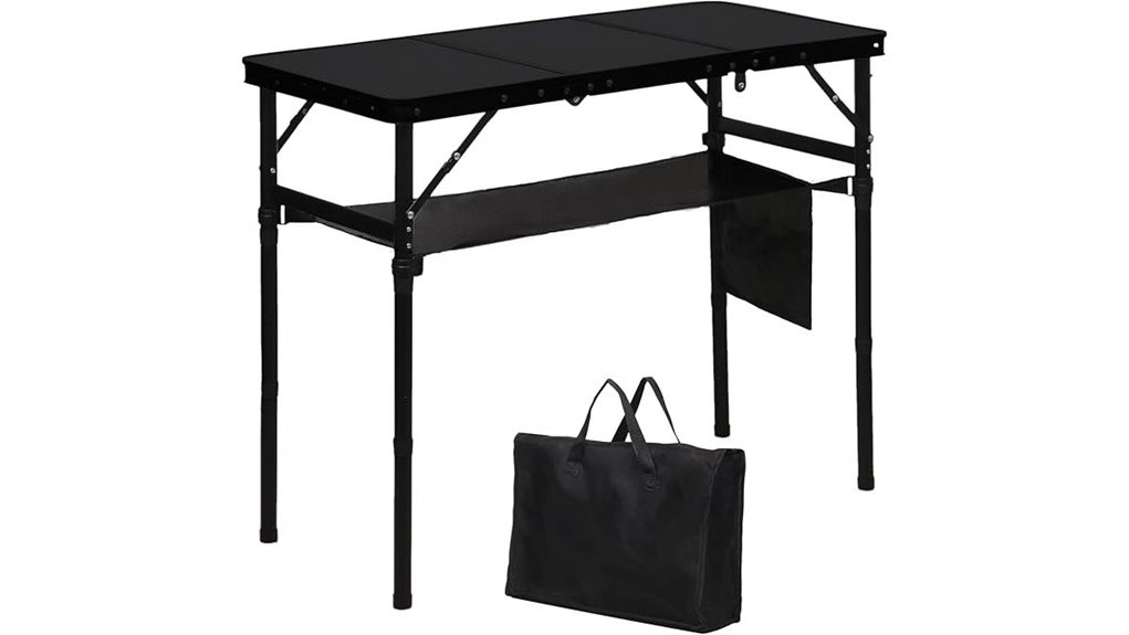 adjustable folding camping table