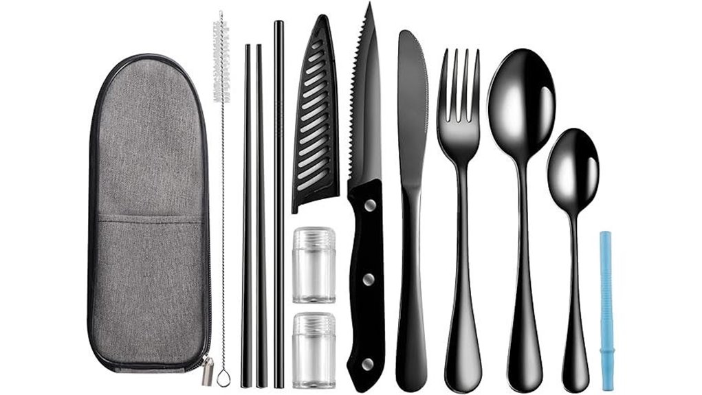 black stainless steel flatware