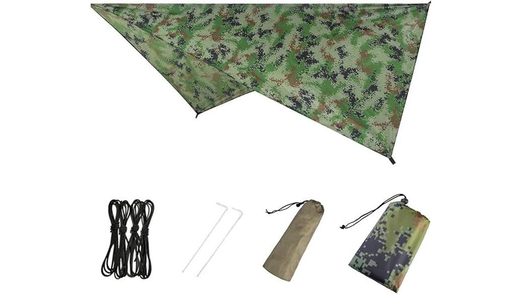 camping tarp with stakes