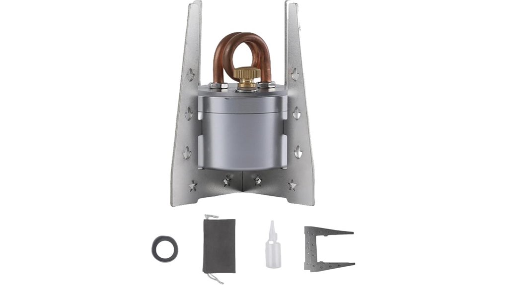 compact silver camping stove