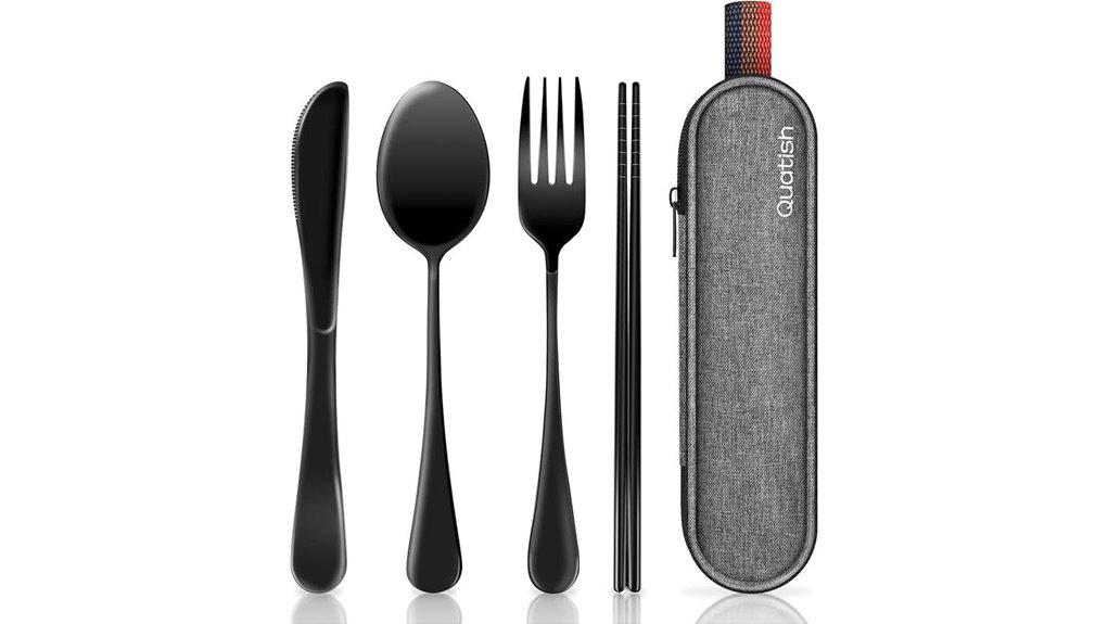 compact travel utensil set