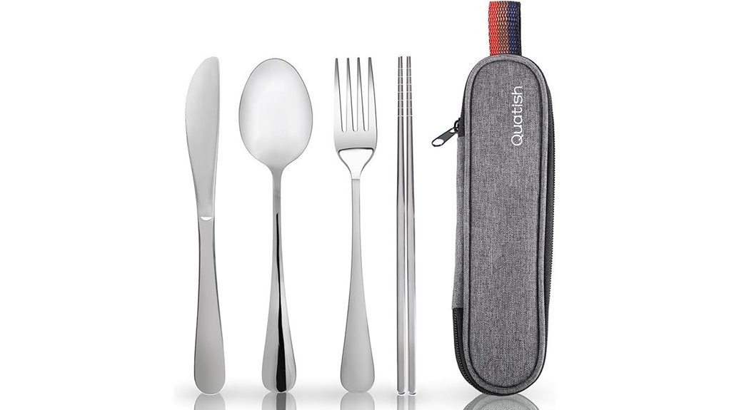 portable silverware set included