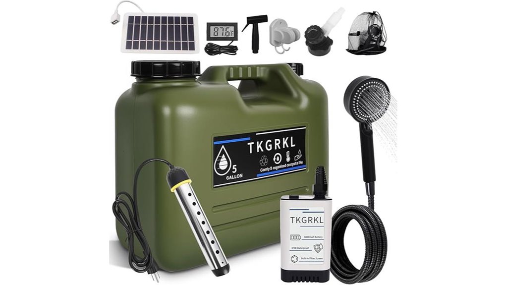 solar heated camping shower