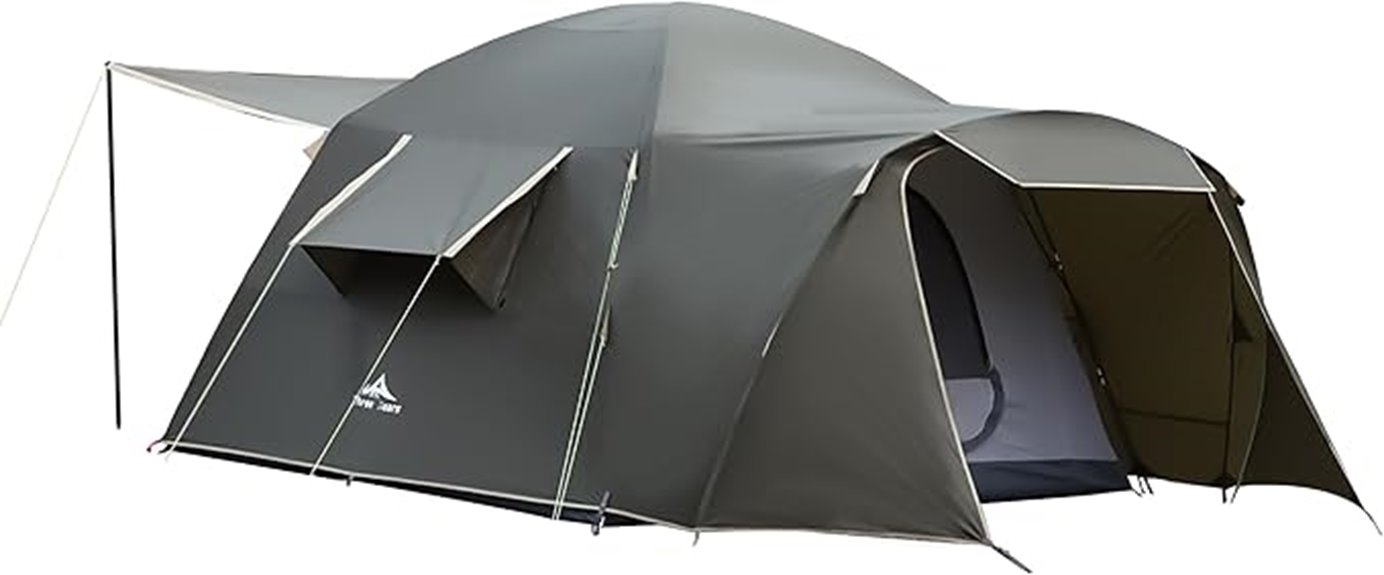 spacious six person camping tent