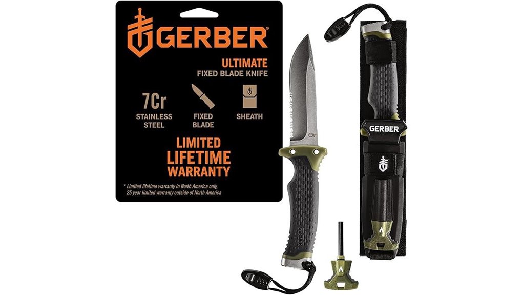 survival knife with firestarter