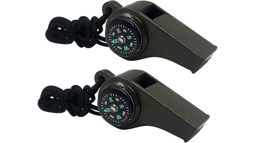 survival whistle with compass