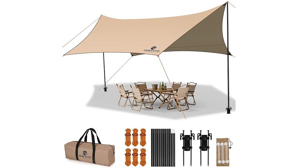 waterproof camping tarp with poles