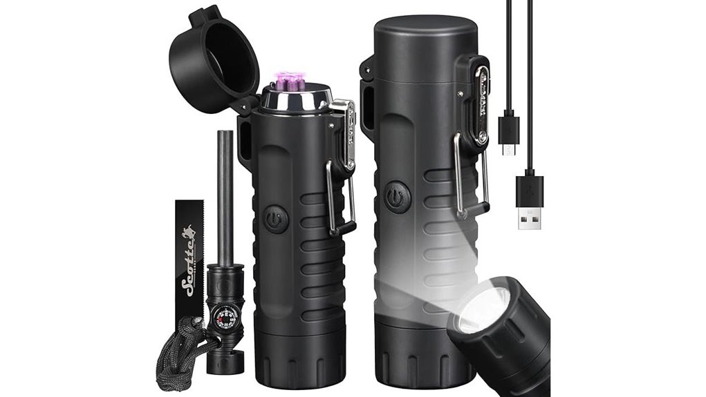 windproof electric lighter flashlight